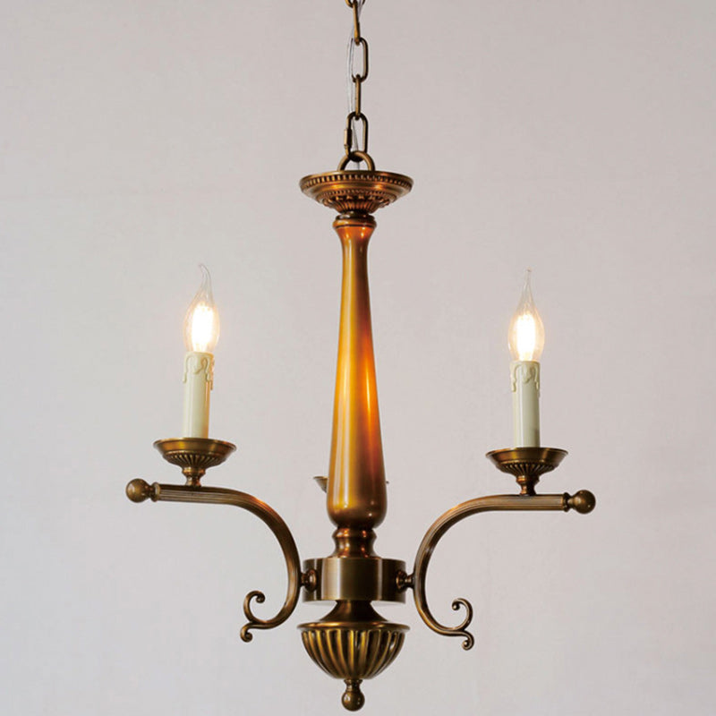 Traditional Vintage Antique Brass Distressed Candle Holder 3/6-Light Chandelier For Living Room