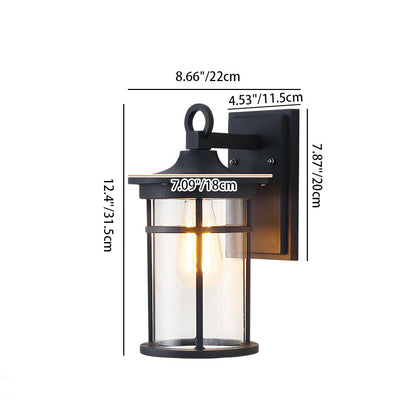 Contemporary Industrial Cylinder Aluminum Glass Shade 1-Light Waterproof Wall Sconce Lamp For Outdoor Patio