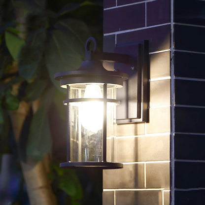 Contemporary Industrial Cylinder Aluminum Glass Shade 1-Light Waterproof Wall Sconce Lamp For Outdoor Patio