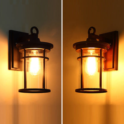 Contemporary Industrial Cylinder Aluminum Glass Shade 1-Light Waterproof Wall Sconce Lamp For Outdoor Patio