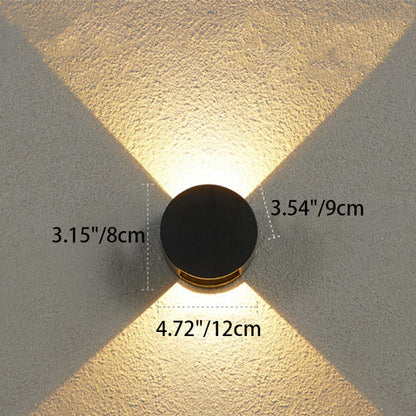 Modern Minimalist Round Aluminum Up And Down Illuminated LED Waterproof Wall Sconce Lamp For Outdoor Patio