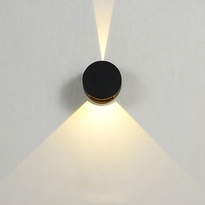 Modern Minimalist Round Aluminum Up And Down Illuminated LED Waterproof Wall Sconce Lamp For Outdoor Patio
