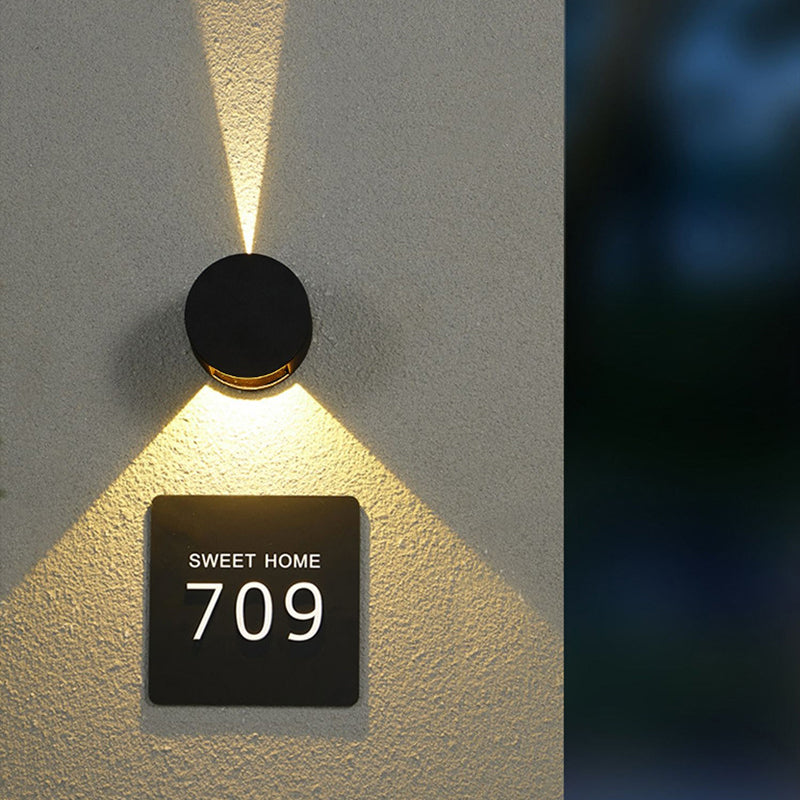 Modern Minimalist Round Aluminum Up And Down Illuminated LED Waterproof Wall Sconce Lamp For Outdoor Patio