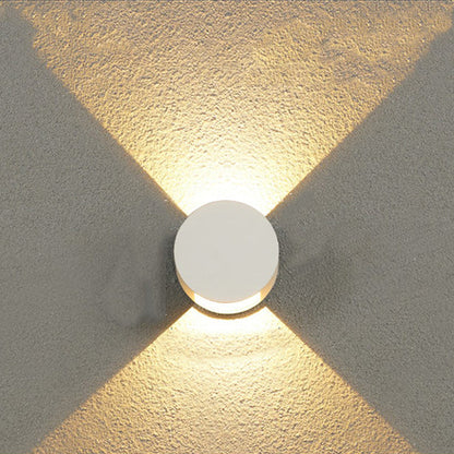 Modern Minimalist Round Aluminum Up And Down Illuminated LED Waterproof Wall Sconce Lamp For Outdoor Patio