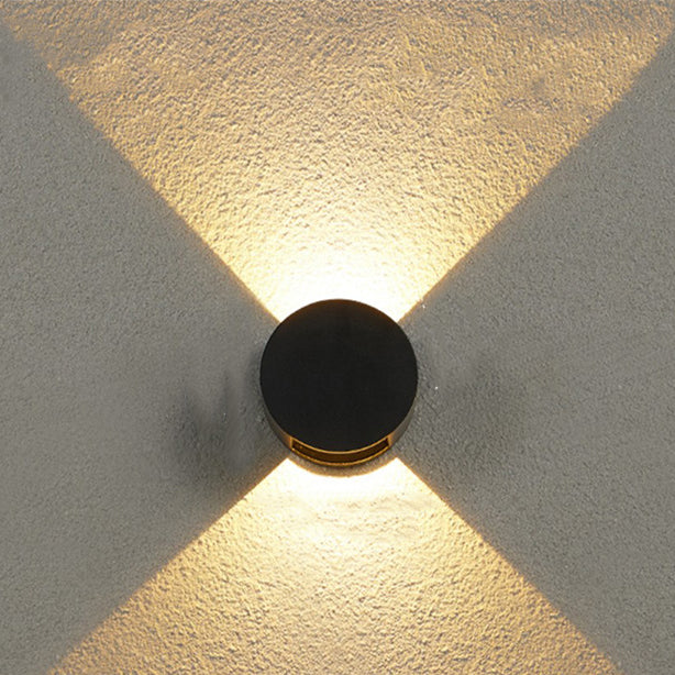 Modern Minimalist Round Aluminum Up And Down Illuminated LED Waterproof Wall Sconce Lamp For Outdoor Patio