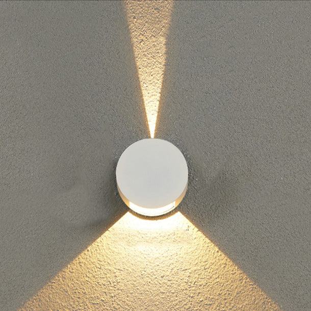 Modern Minimalist Round Aluminum Up And Down Illuminated LED Waterproof Wall Sconce Lamp For Outdoor Patio
