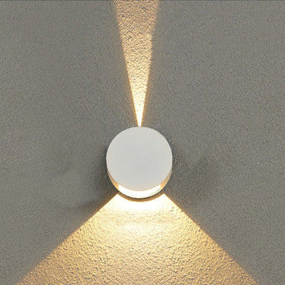 Modern Minimalist Round Aluminum Up And Down Illuminated LED Waterproof Wall Sconce Lamp For Outdoor Patio