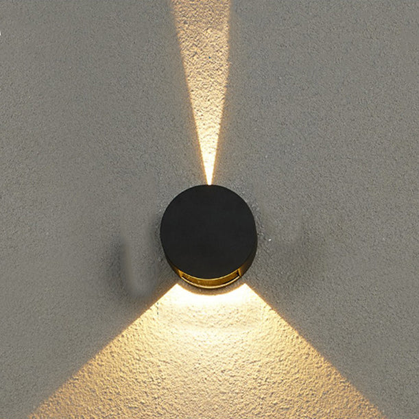 Modern Minimalist Round Aluminum Up And Down Illuminated LED Waterproof Wall Sconce Lamp For Outdoor Patio
