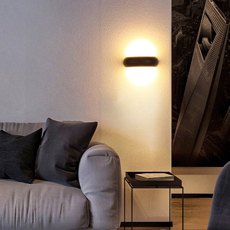 مصباح حائط LED دائري من الألومنيوم بتصميم عصري بسيط ومقاوم للماء للفناء الخارجي 