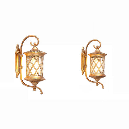 Traditional Rustic Aluminum Frame Water Ripple Glass Shade 1-Light Outdoor Wall Sconce Lamp For Garden