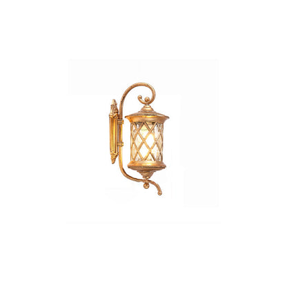 Traditional Rustic Aluminum Frame Water Ripple Glass Shade 1-Light Outdoor Wall Sconce Lamp For Garden