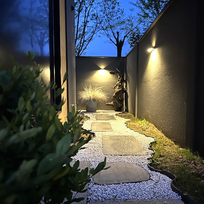 Modern Simplicity Rectangular Aluminum Up And Down Illuminated LED Solar Wall Sconce Lamp For Outdoor Patio