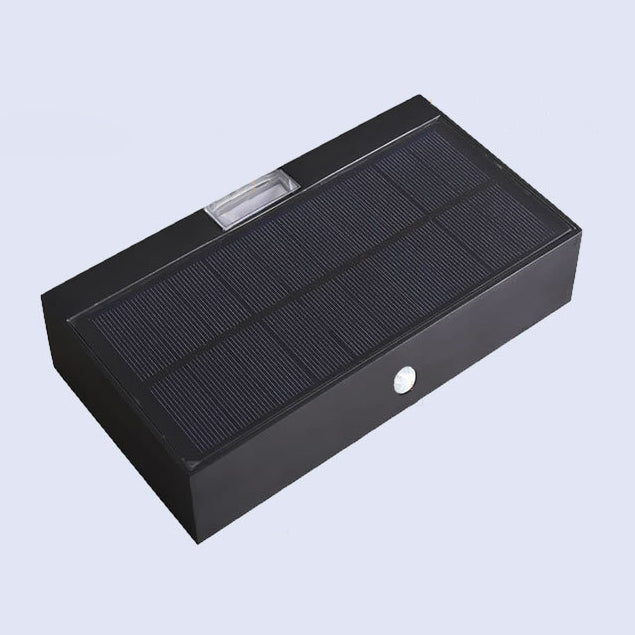 Modern Simplicity Rectangular Aluminum Up And Down Illuminated LED Solar Wall Sconce Lamp For Outdoor Patio