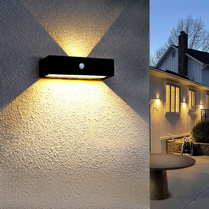 Modern Simplicity Rectangular Aluminum Up And Down Illuminated LED Solar Wall Sconce Lamp For Outdoor Patio