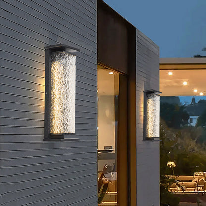 Contemporary Industrial Stainless Steel Crack Shade Cuboid LED Solar Outdoor Wall Sconce Lamp For Garden