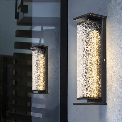 Contemporary Industrial Stainless Steel Crack Shade Cuboid LED Solar Outdoor Wall Sconce Lamp For Garden