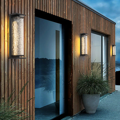 Contemporary Industrial Stainless Steel Crack Shade Cuboid LED Solar Outdoor Wall Sconce Lamp For Garden