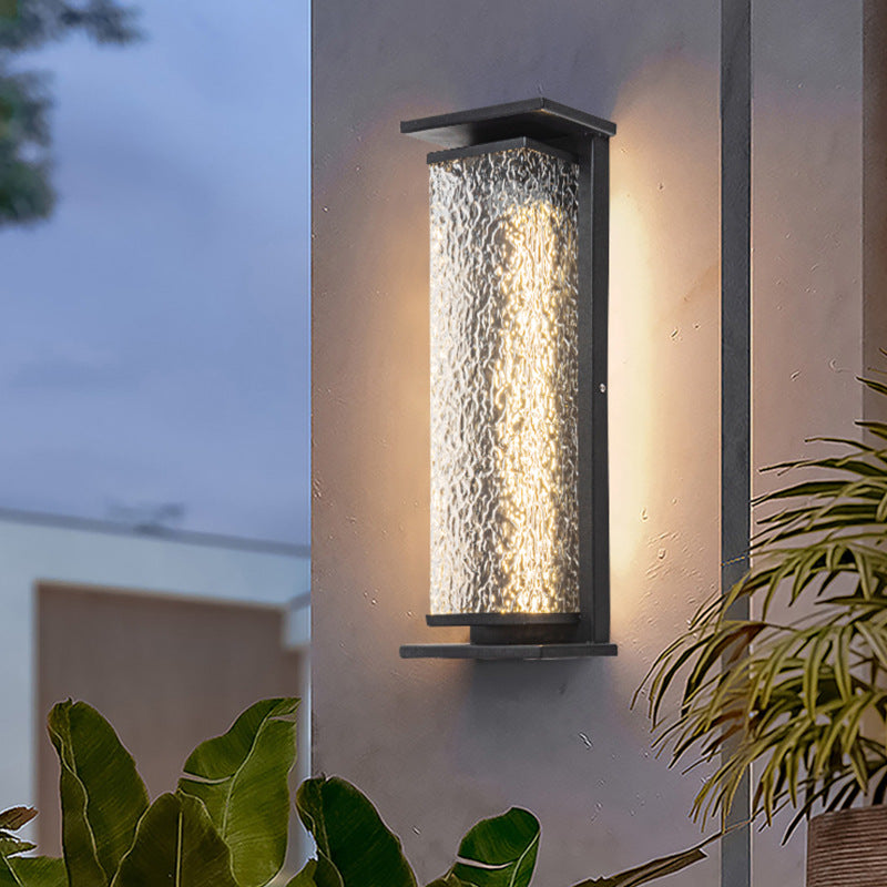Contemporary Industrial Stainless Steel Crack Shade Cuboid LED Solar Outdoor Wall Sconce Lamp For Garden