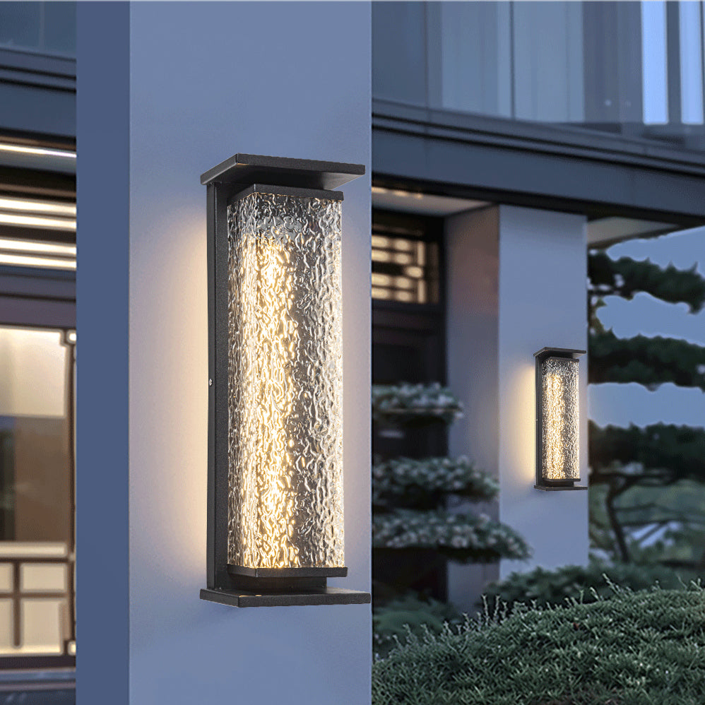 Contemporary Industrial Stainless Steel Crack Shade Cuboid LED Solar Outdoor Wall Sconce Lamp For Garden