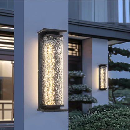 Contemporary Industrial Stainless Steel Crack Shade Cuboid LED Solar Outdoor Wall Sconce Lamp For Garden
