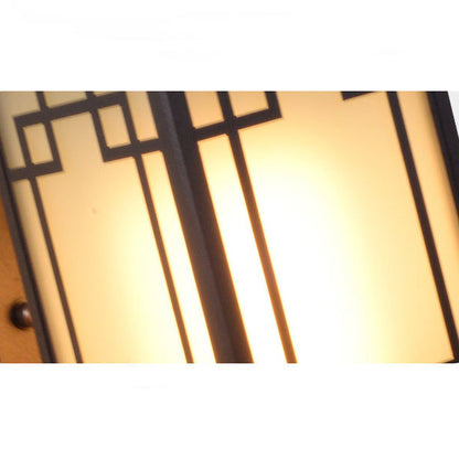 Traditional Chinese Aluminum Glass Column 1-Light Outdoor Wall Sconce Lamp For Garden