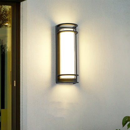 屋外パティオ用現代工業用アルミアクリルシリンダーLED防水壁取り付け用燭台ランプ