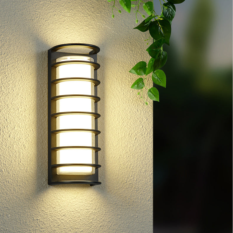 屋外パティオ用現代工業用アルミアクリルシリンダーLED防水壁取り付け用燭台ランプ