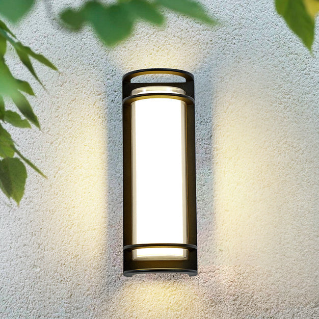 屋外パティオ用現代工業用アルミアクリルシリンダーLED防水壁取り付け用燭台ランプ