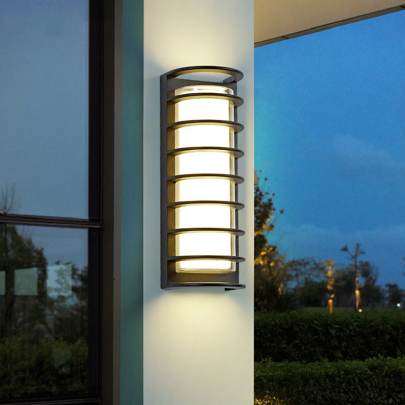 屋外パティオ用現代工業用アルミアクリルシリンダーLED防水壁取り付け用燭台ランプ