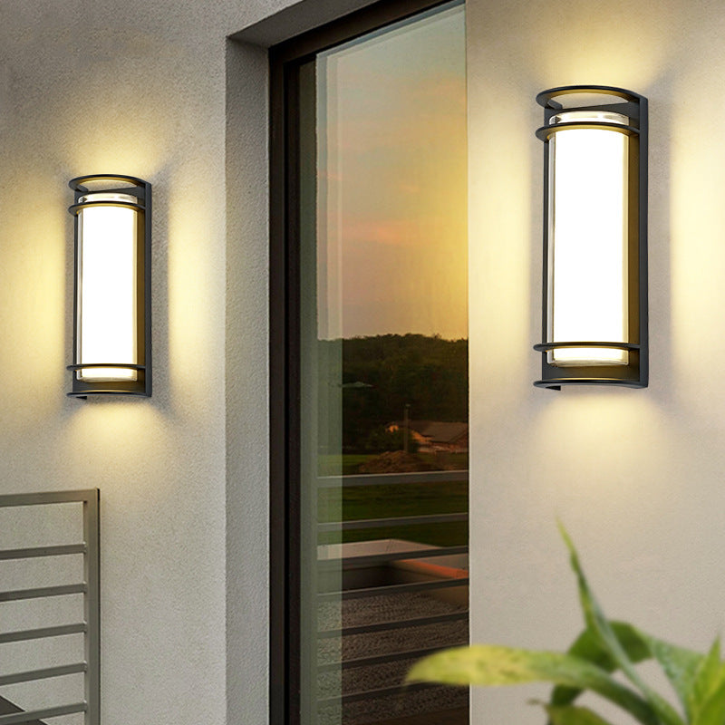 屋外パティオ用現代工業用アルミアクリルシリンダーLED防水壁取り付け用燭台ランプ