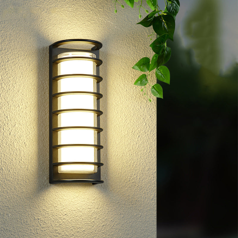 屋外パティオ用現代工業用アルミアクリルシリンダーLED防水壁取り付け用燭台ランプ