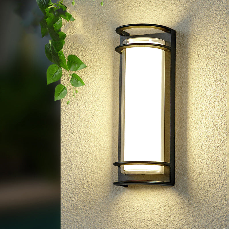 屋外パティオ用現代工業用アルミアクリルシリンダーLED防水壁取り付け用燭台ランプ