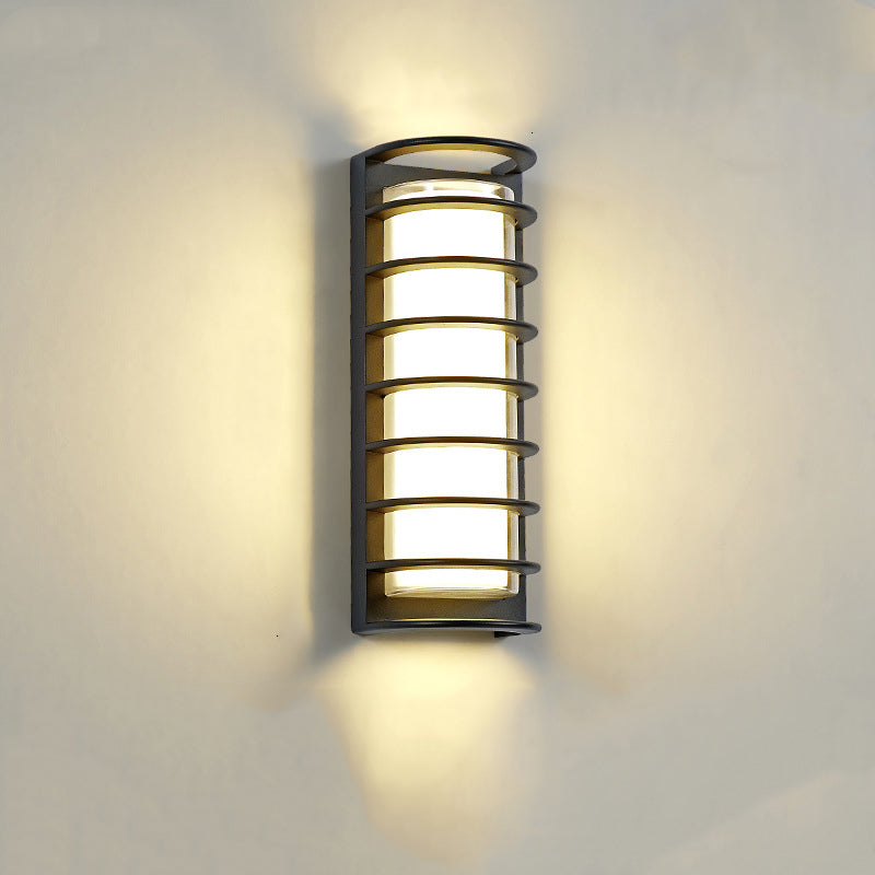 屋外パティオ用現代工業用アルミアクリルシリンダーLED防水壁取り付け用燭台ランプ