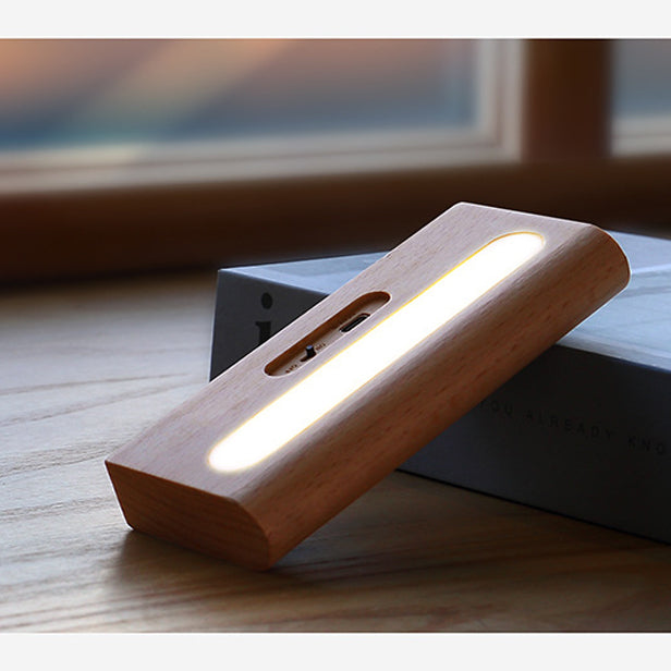 Contemporary Simplicity Solid Wood Rectangular LED Solar Wall Sconce Lamp For Outdoor Patio
