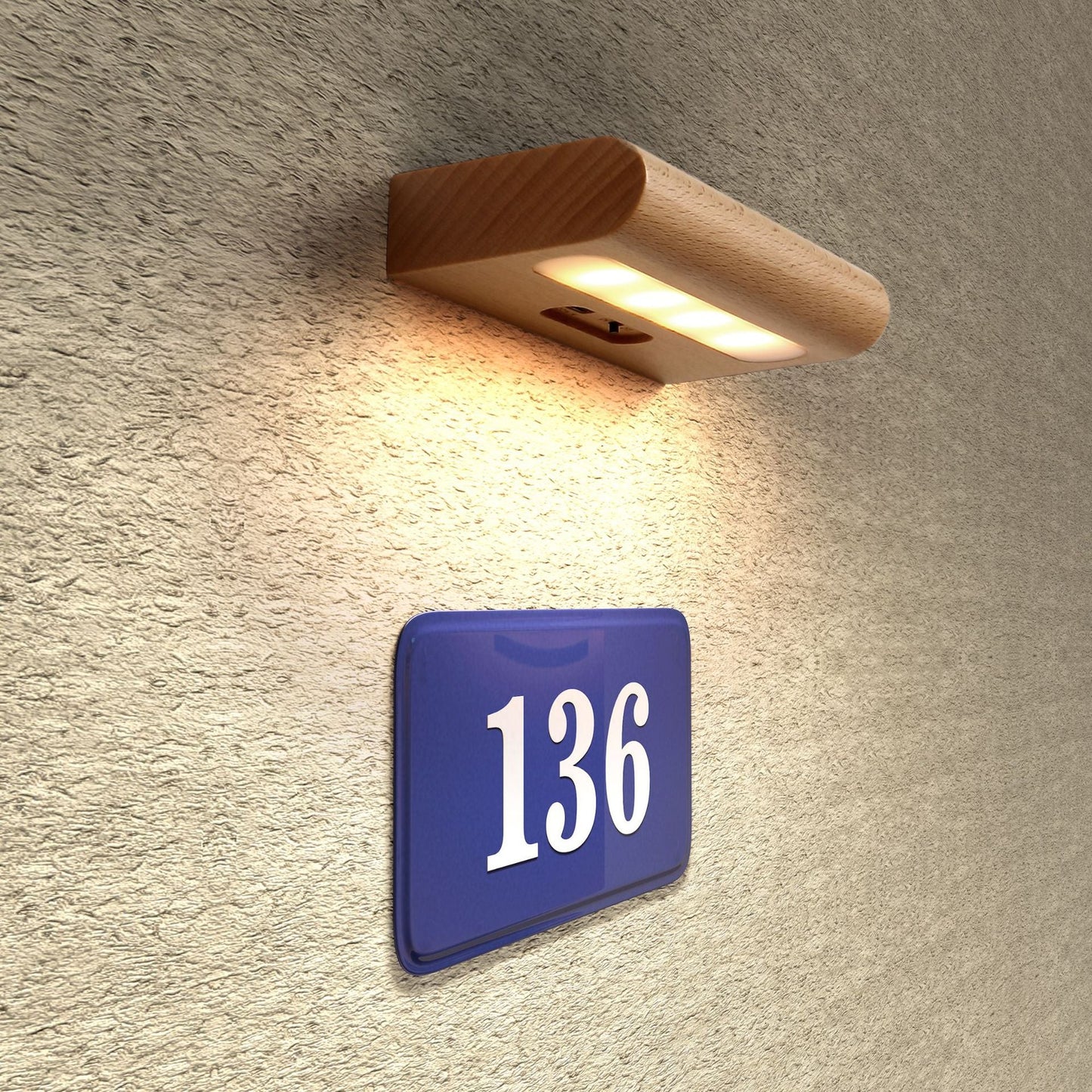 Contemporary Simplicity Solid Wood Rectangular LED Solar Wall Sconce Lamp For Outdoor Patio