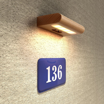 Contemporary Simplicity Solid Wood Rectangular LED Solar Wall Sconce Lamp For Outdoor Patio