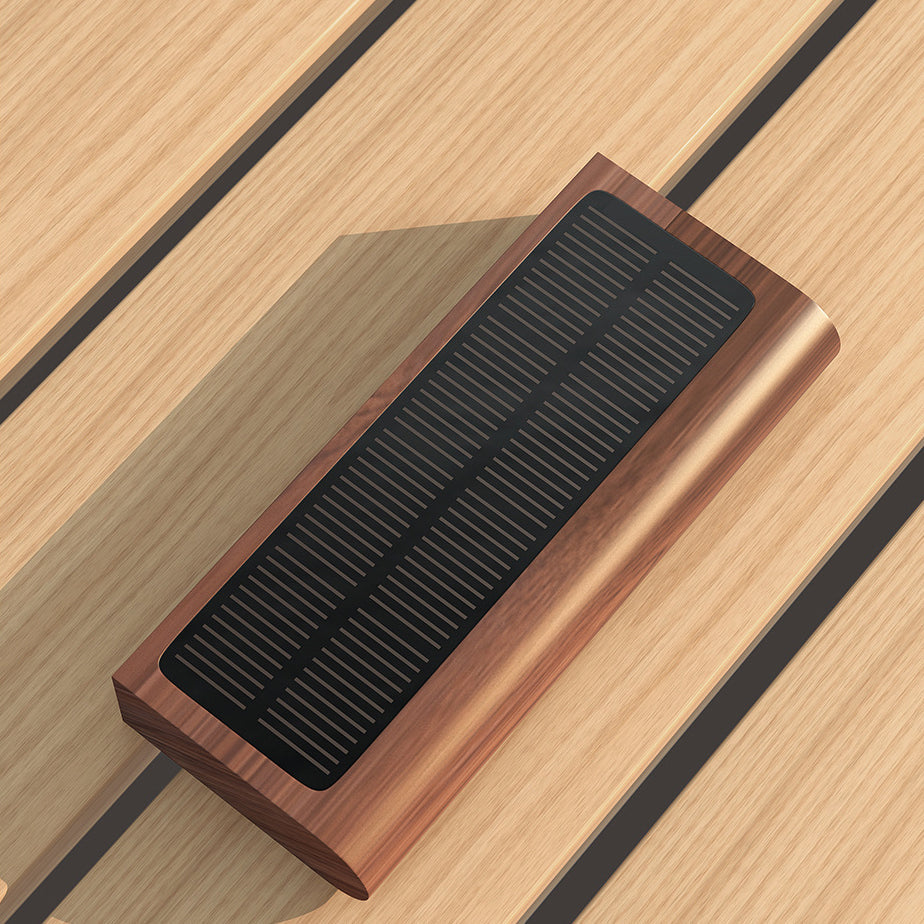 Contemporary Simplicity Solid Wood Rectangular LED Solar Wall Sconce Lamp For Outdoor Patio