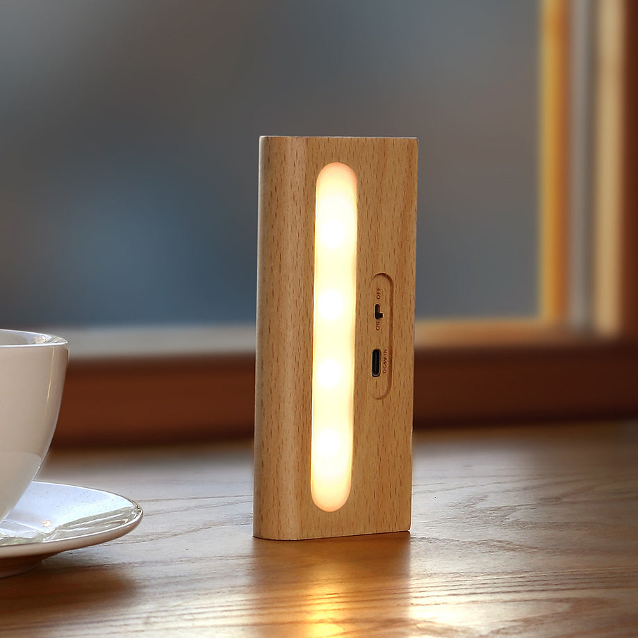 Contemporary Simplicity Solid Wood Rectangular LED Solar Wall Sconce Lamp For Outdoor Patio