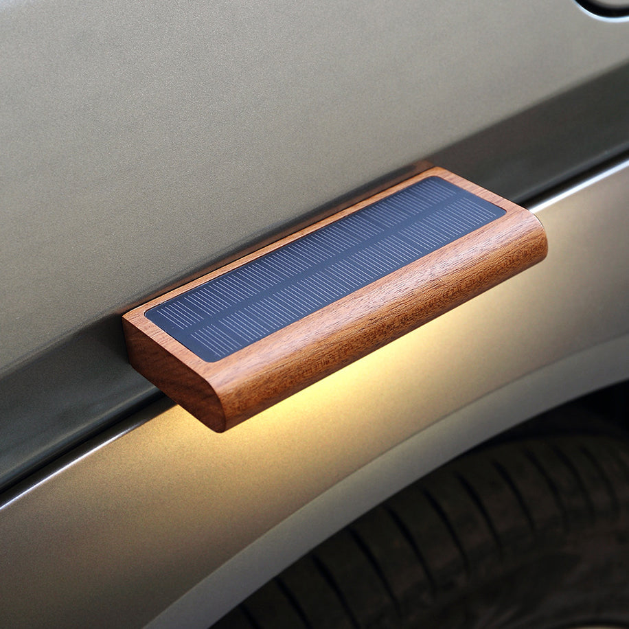 Contemporary Simplicity Solid Wood Rectangular LED Solar Wall Sconce Lamp For Outdoor Patio