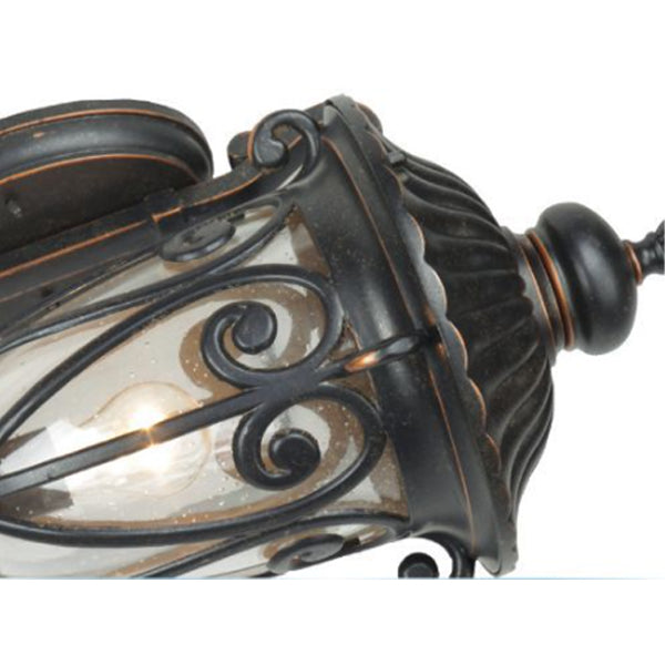 Traditional European Antique Bronze Aluminum Glass 1-Light Porch Light Wall Sconce Lamp For Outdoor Patio