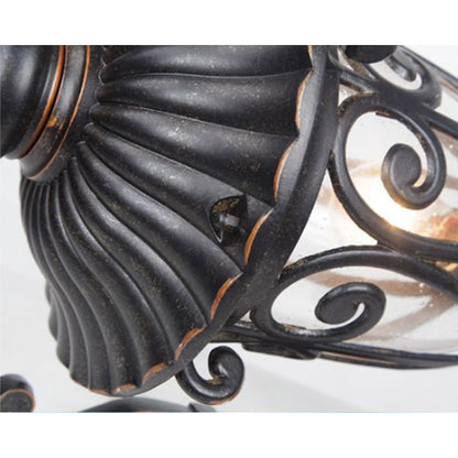 Traditional European Antique Bronze Aluminum Glass 1-Light Porch Light Wall Sconce Lamp For Outdoor Patio