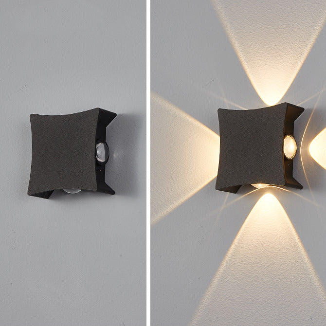 Contemporary Industrial Aluminum Square LED Waterproof Outdoor Wall Sconce Lamp For Garden