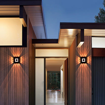 Contemporary Industrial Aluminum Square LED Waterproof Outdoor Wall Sconce Lamp For Garden