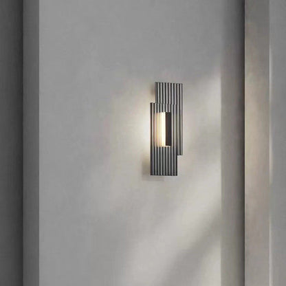 Contemporary Scandinavian Geometric Rectangular Iron Vertical Glass LED Wall Sconce Lamp For Living Room