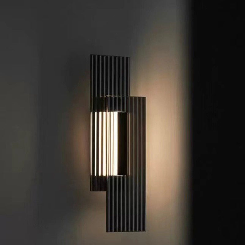 Contemporary Scandinavian Geometric Rectangular Iron Vertical Glass LED Wall Sconce Lamp For Living Room
