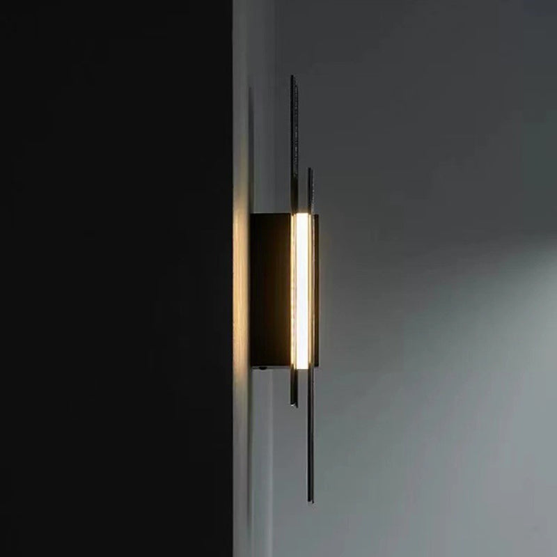 Contemporary Scandinavian Geometric Rectangular Iron Vertical Glass LED Wall Sconce Lamp For Living Room