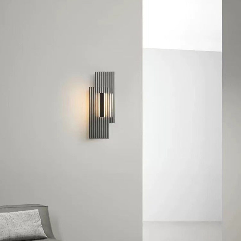 Contemporary Scandinavian Geometric Rectangular Iron Vertical Glass LED Wall Sconce Lamp For Living Room