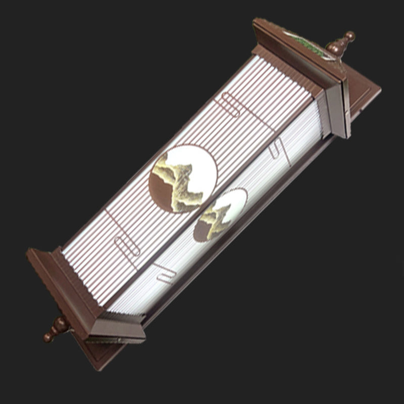 Traditional Chinese Aluminum Glass Rectangular LED Solar Waterproof Outdoor Wall Sconce Lamp For Garden