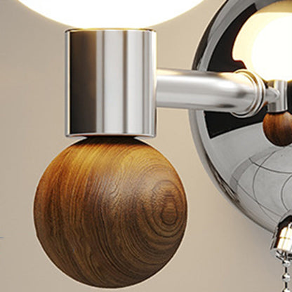 Traditional French Cream Iron Eggshell PE Globe Shade LED Wall Sconce Lamp For Living Room