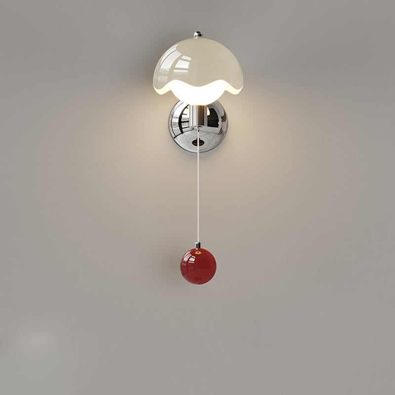 Traditional French Cream Iron Eggshell PE Globe Shade LED Wall Sconce Lamp For Living Room